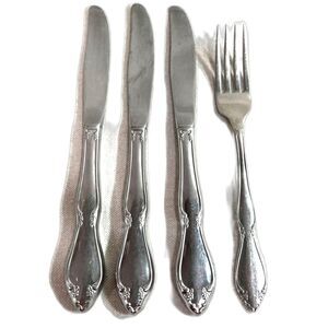 4pc Knives Fork Silverware Oneida Community Chatelaine Stainless Steel Flatware